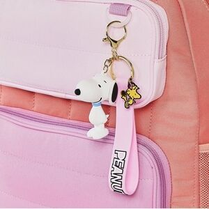 Snoopy Peanuts Pink and Gold Dog Bag Charm Keychain NWT